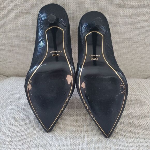 Charles Jourdan Paris Shoes Heels Black Suede Sz 8.5 - Picture 13 of 14